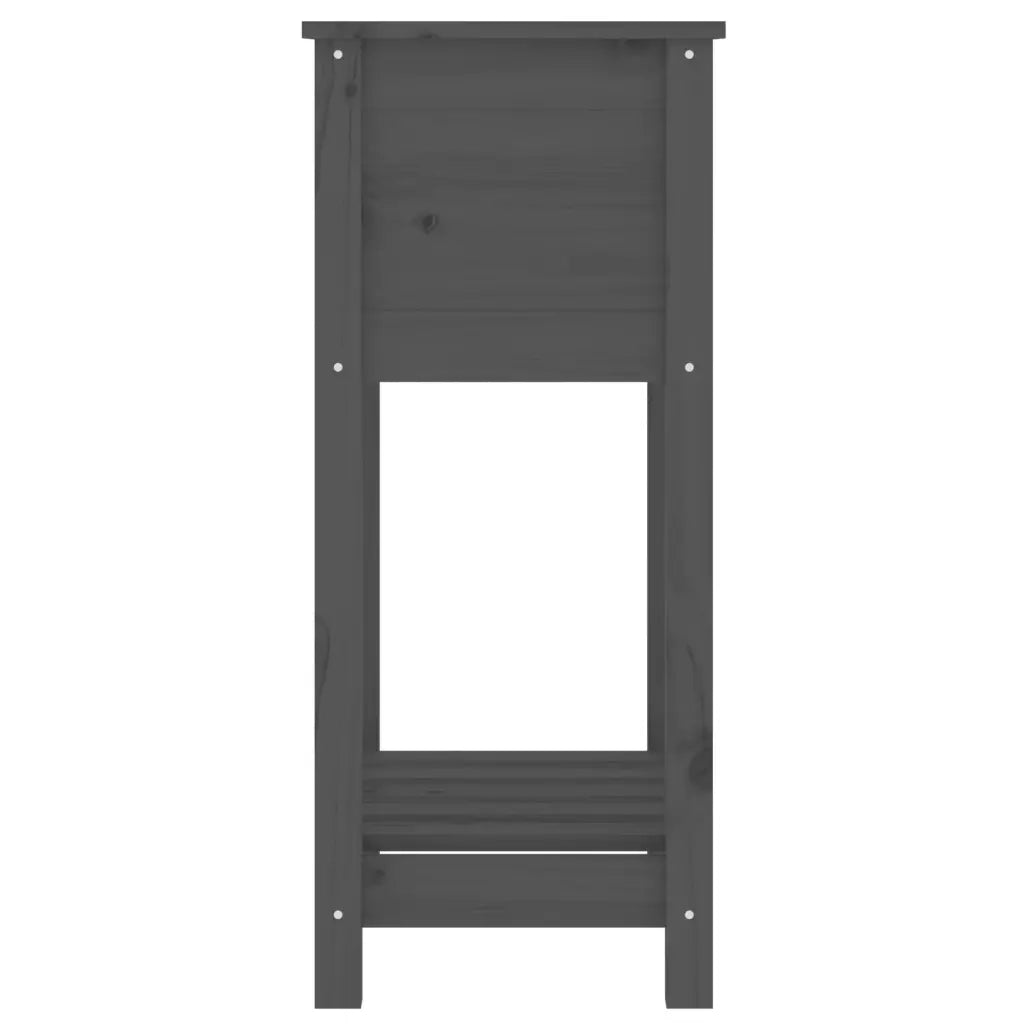 Fioriera | Cassetta per fiori | Vaso con Mensola Grigia 54x34,5x81cm Legno Massello di Pino