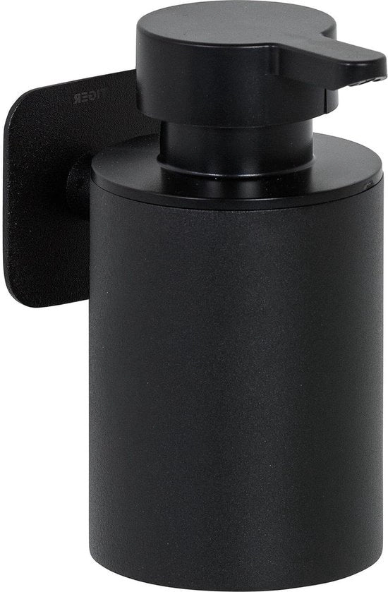 Dispensatore di sapone 180 ml - Kit di fissaggio senza perforazione - Adesivo autoadesivo 3M - Nero - Accessorio per la doccia - 99x65x121mm