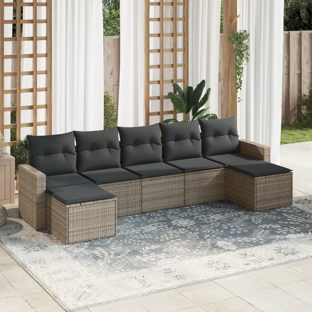 Set Divani da Giardino 7 pz con Cuscini Grigio in Polyrattancod mxl 88022