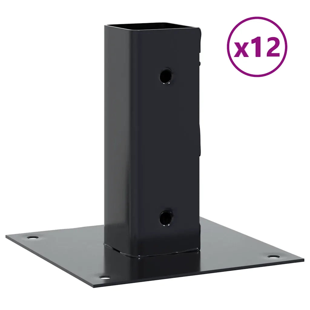 Basi per Pali Quadrati 12 pz 51x51mm Acciaio Verniciato Polvere