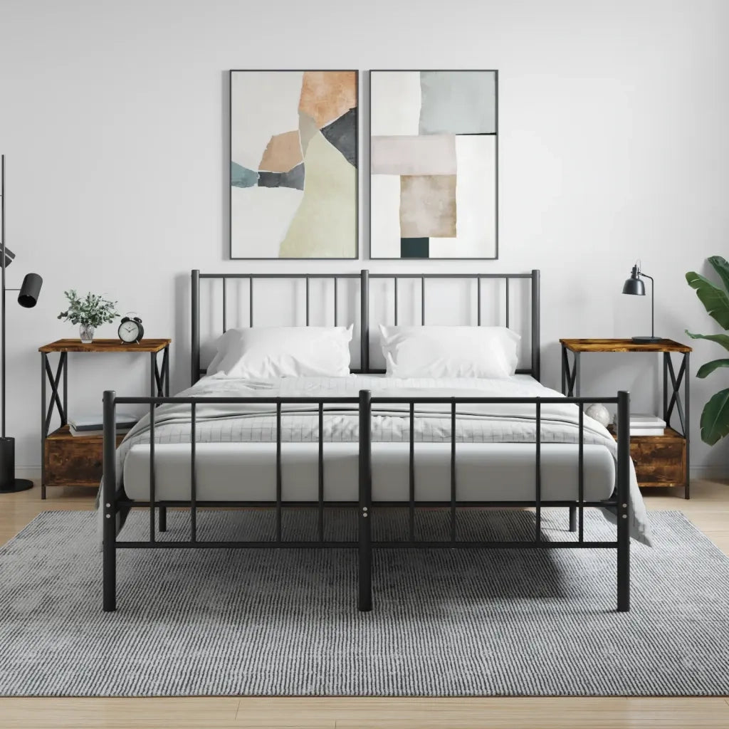 Set di 2 Comodini | Armadio da Notte | Mobiletto da notte Rovere Fumo 50x41x65 cm in Legno Multistrato