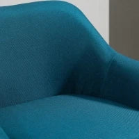 Set di 2 Sgabelli da Bar con Poggiapiedi e Braccioli, Design Scandinavo, in Legno Massiccio e Lino, Blu