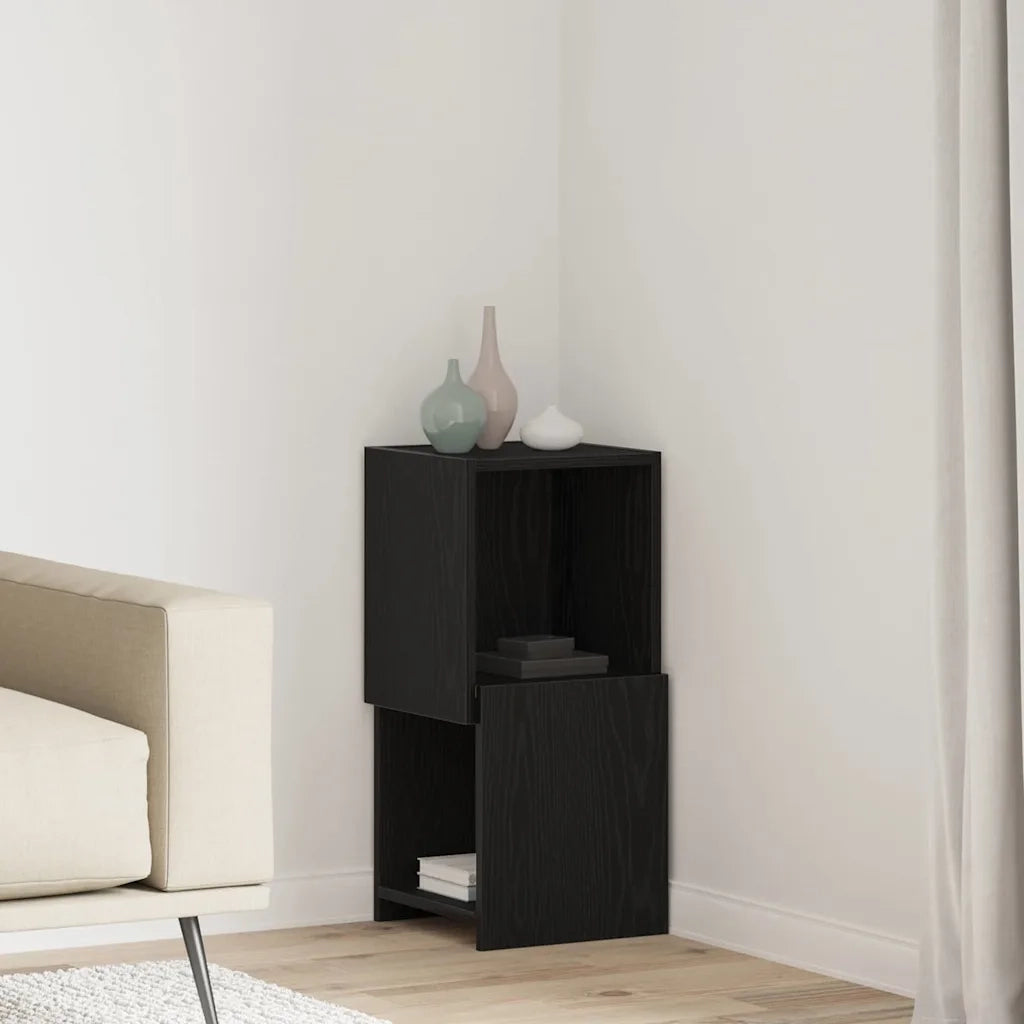 Mobile angolare Rovere Nero 30,5x30x65cm Legno multistrato 889838