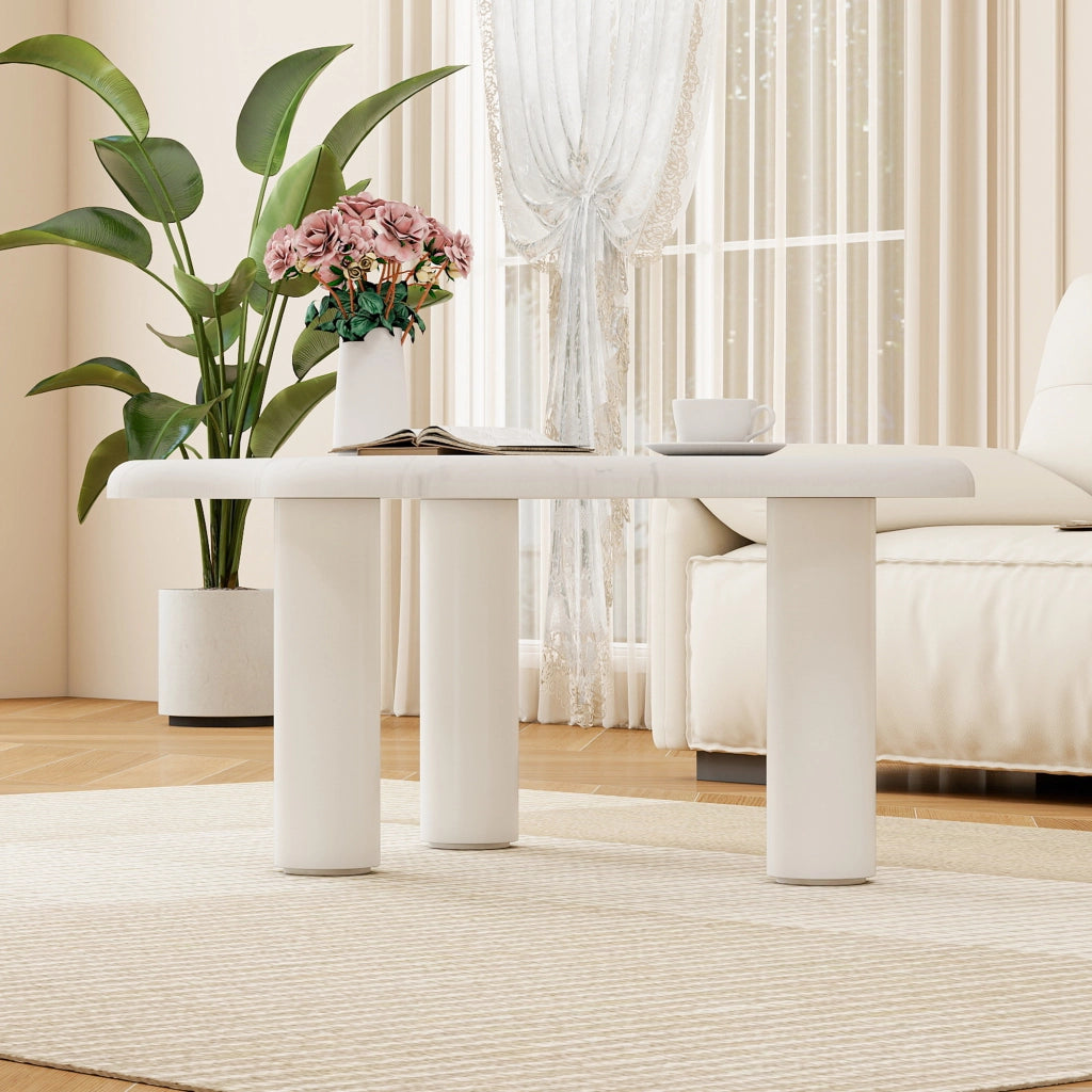TAVOLINO DA SALOTTO Effetto Marmo 102,5x72,7x19,5 cm Bianco