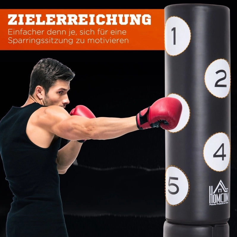 Sacco da boxe autoportante con base in plastica, 176 cm, nero