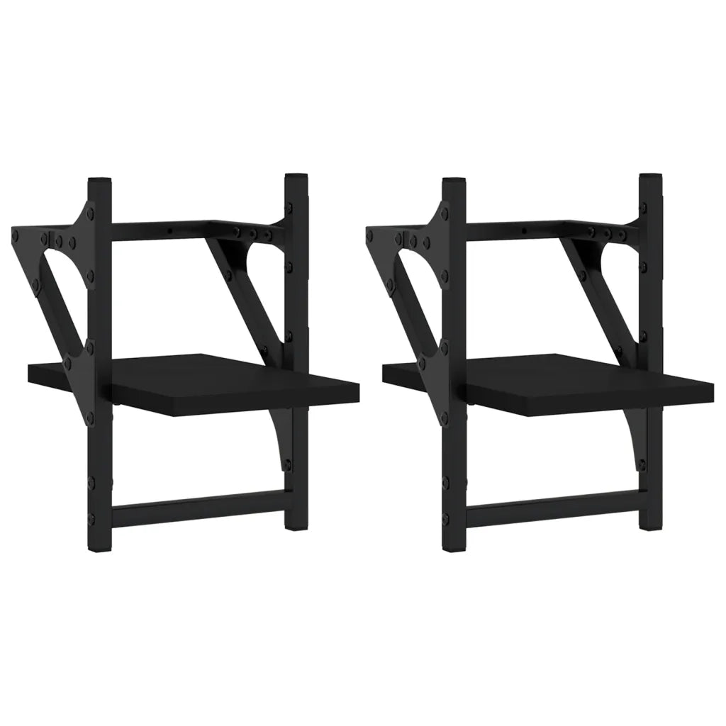 Mensole da Parete con Aste 2 pz Nere 20x25x30 cmcod mxl 131517