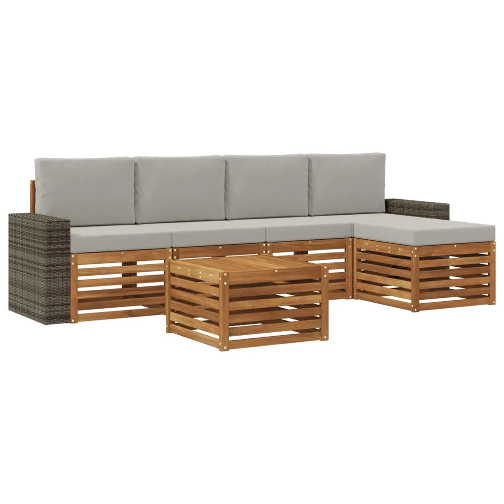 Set di divani da esterno 6 pz Naturale e Grigio Chiaro 3384277