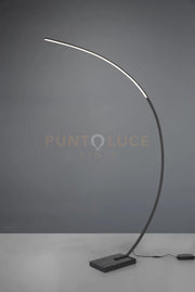 BANGKOK PIANTANA LED AD ARCO NERO BASE MARMO NERO DIMMERABILE H. 180CM 3000K 2200LM 18W
