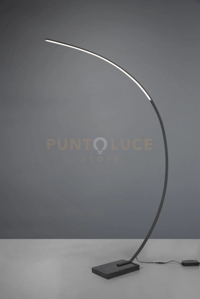 BANGKOK PIANTANA LED AD ARCO NERO BASE MARMO NERO DIMMERABILE H. 180CM 3000K 2200LM 18W