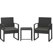 Set da patio per 2 con 2 poltrone; tavolino e cuscini sfoderabili; grigio scuro