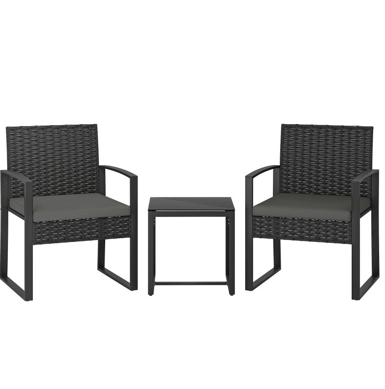 Set da patio per 2 con 2 poltrone; tavolino e cuscini sfoderabili; grigio scuro