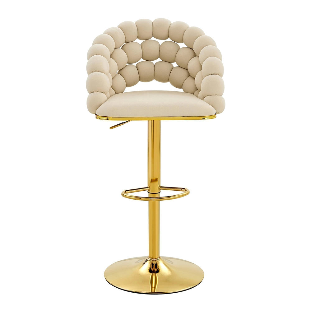 Set 2 sgabelli bar - Xylo - velluto crema gambe dorate regolabili