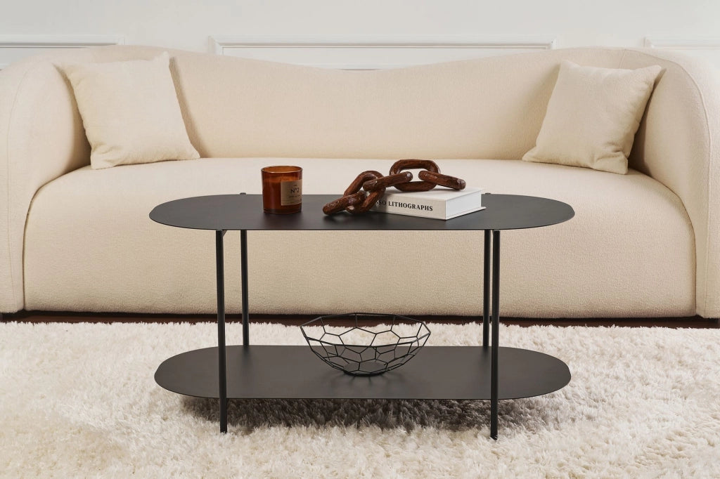 Verzate, Tavolino da Salotto un Vano, 100x45x51h cm Nero