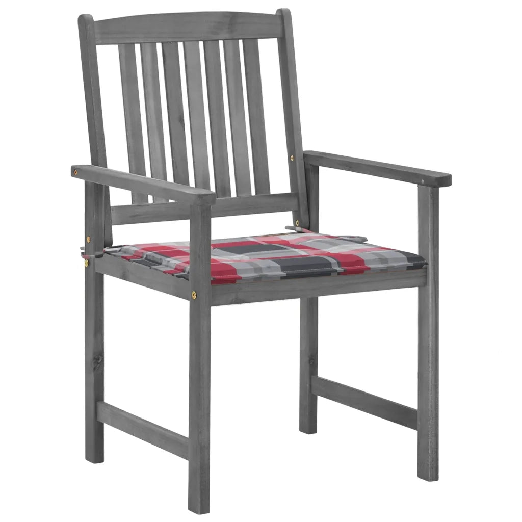 Sedie da Giardino con Cuscini 4 pz in Massello di Acacia Grigio 3061248