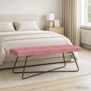 panchina Tinta unita Rosa 110 x 40 x 45 cm Velluto 42038347