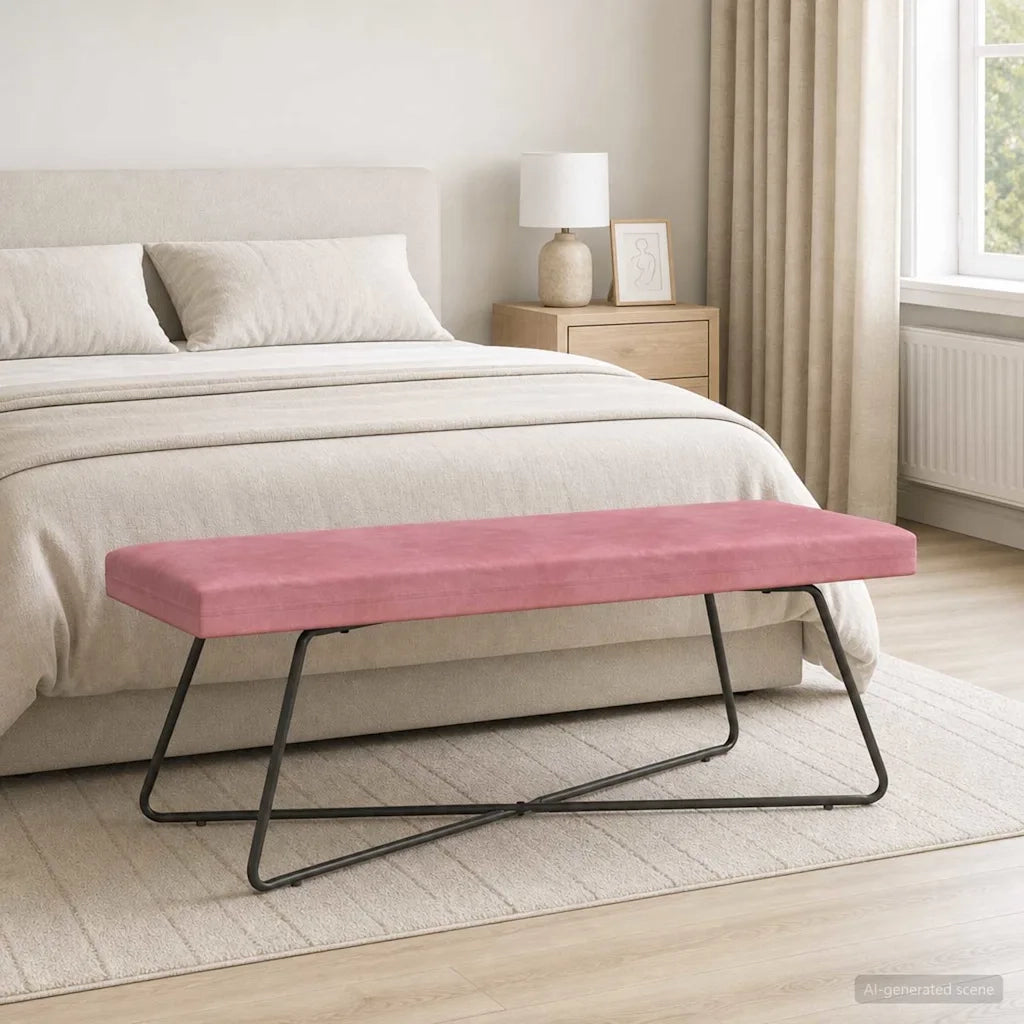 panchina Tinta unita Rosa 110 x 40 x 45 cm Velluto 42038347