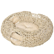 Letto per Gatti ¨C zephmum ¨C 78x69x22 cm Legno Naturale con Cuscino