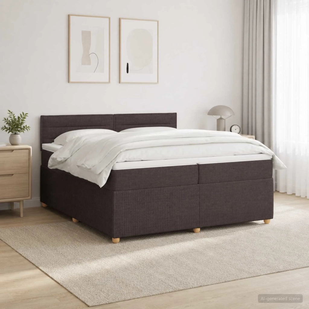 Letto box spring con materasso Marrone Scuro 200 x 200 cm 3453005