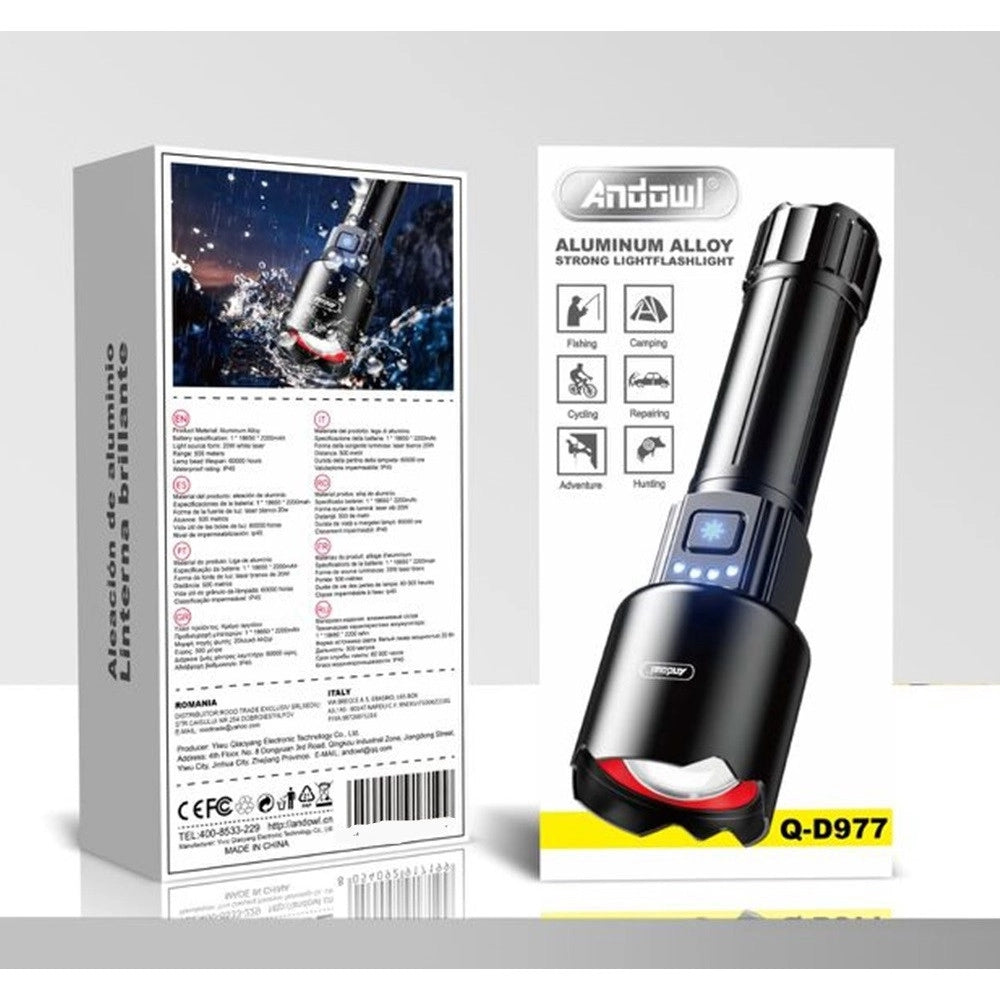 Trade Shop - Torcia Elettrica A Led Portatile Ricaricabile Con 3 Modalità D'illuminazione Q-d977 -
