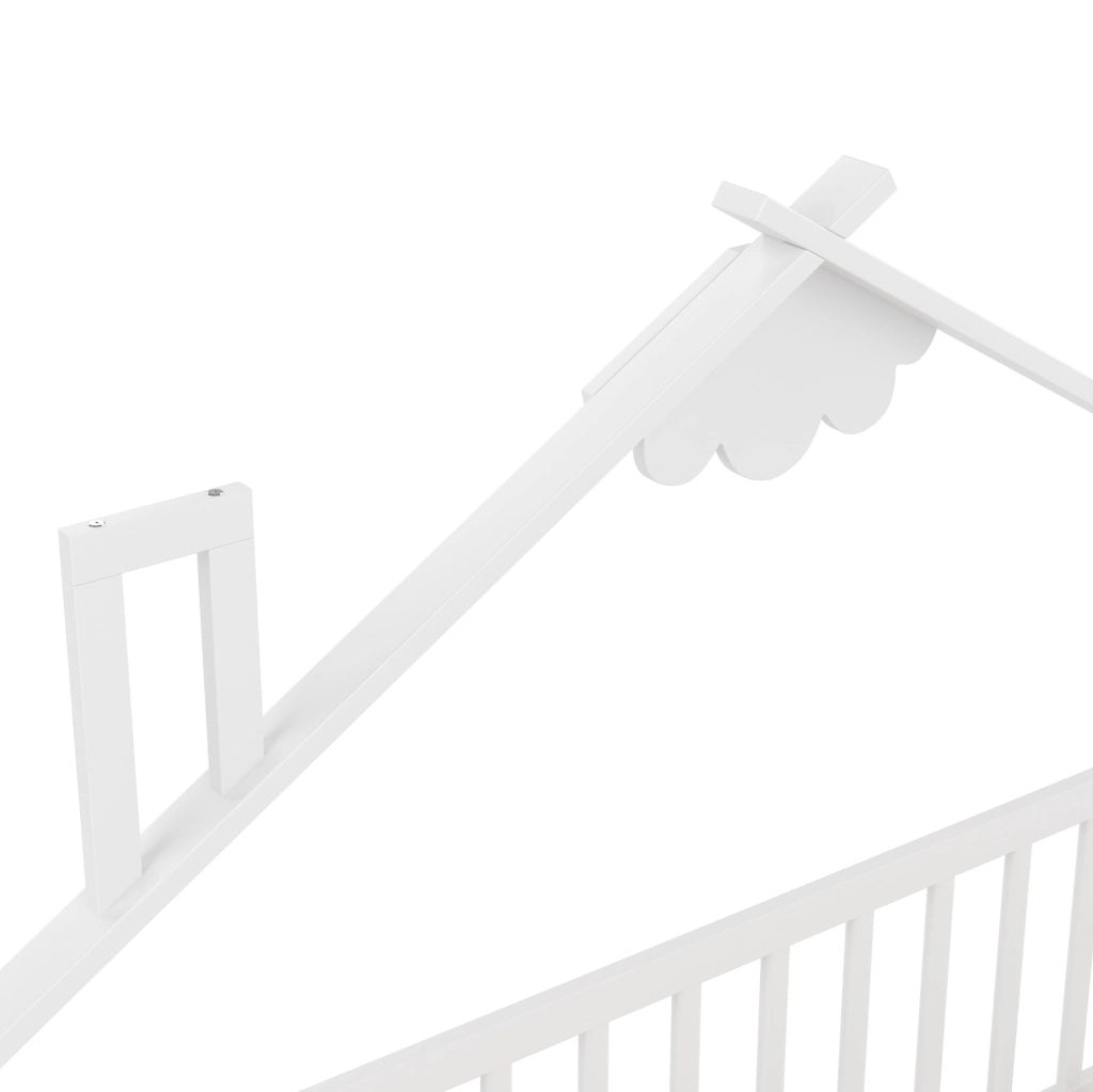 Letto per bambini 140x190 cm con spondino e serratura in pino e MDF bianco
