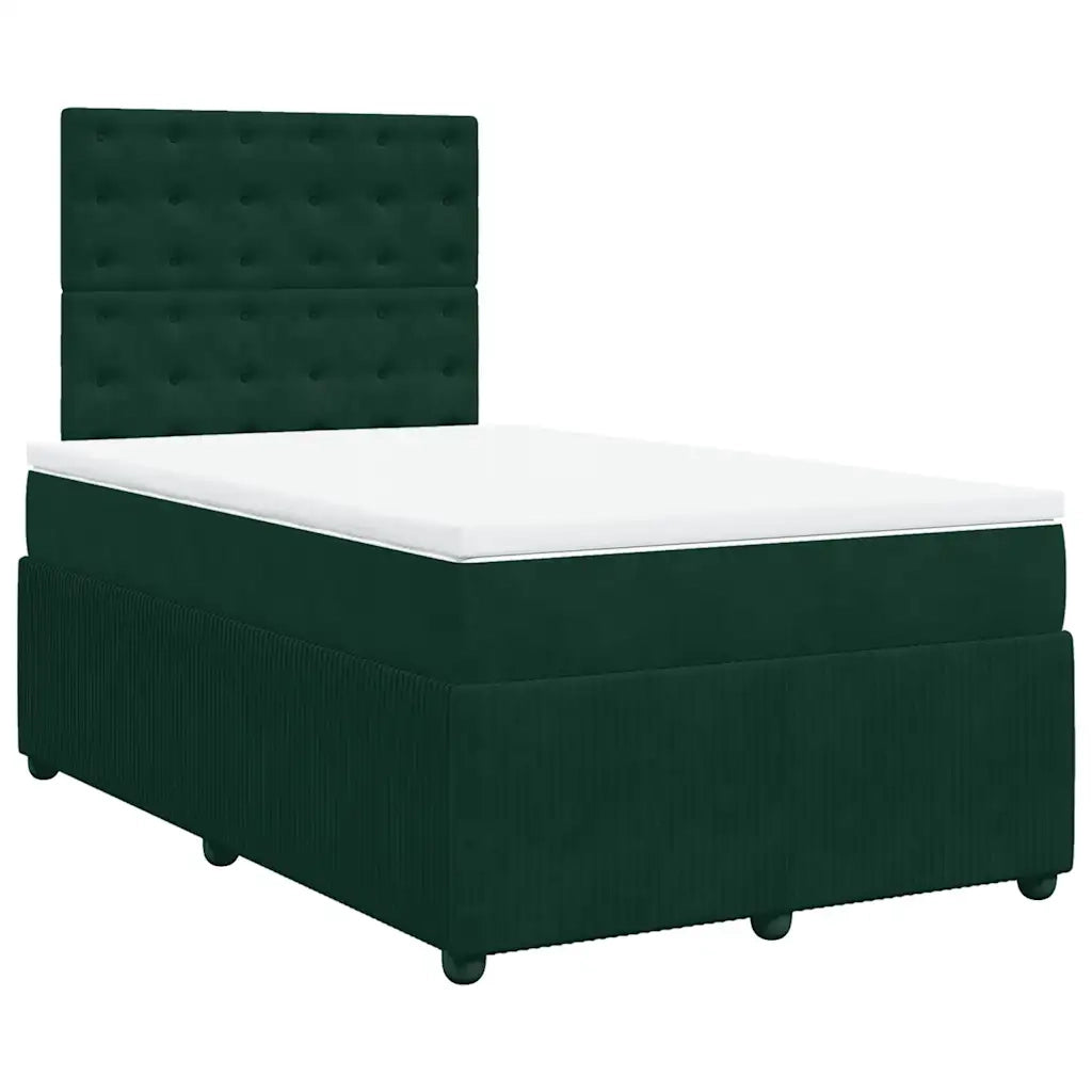 Giroletto a Molle con Materasso Verde Scuro 120x200 cm Velluto