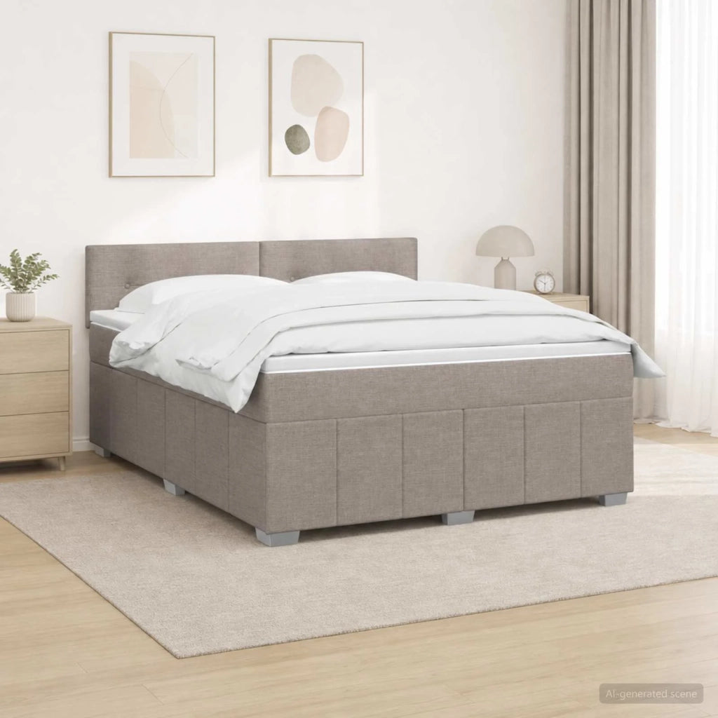 Letto box spring con materasso Tortora 140 x 190 cm Tessuto 3452674