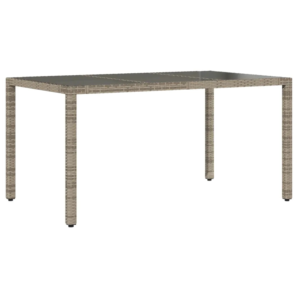 Tavolo da Giardino Piano in Vetro Grigio 150x90x75cm Polyrattan 365591
