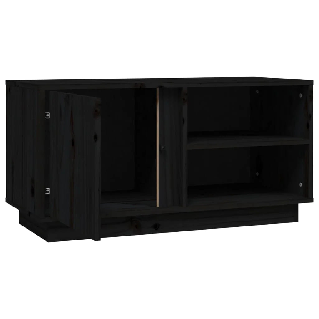 Mobile TV multimediale scaffale TV credenza mobile TV sala da pranzo soggiorno camera da letto 80 x 35 x 40,5 cm legno di pino massiccio nero 02_0026281