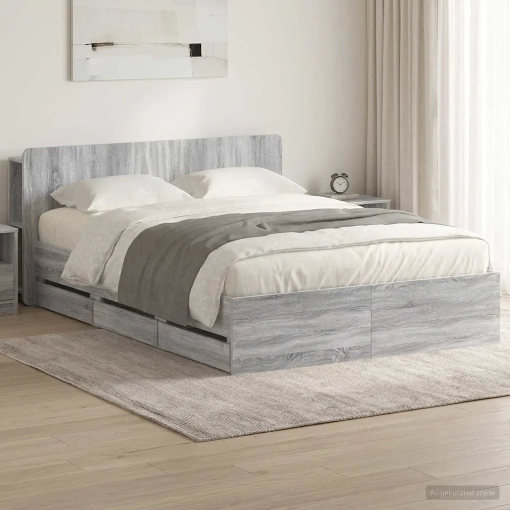 Telaio del letto con storage Sonoma grigio 150 x 200 cm