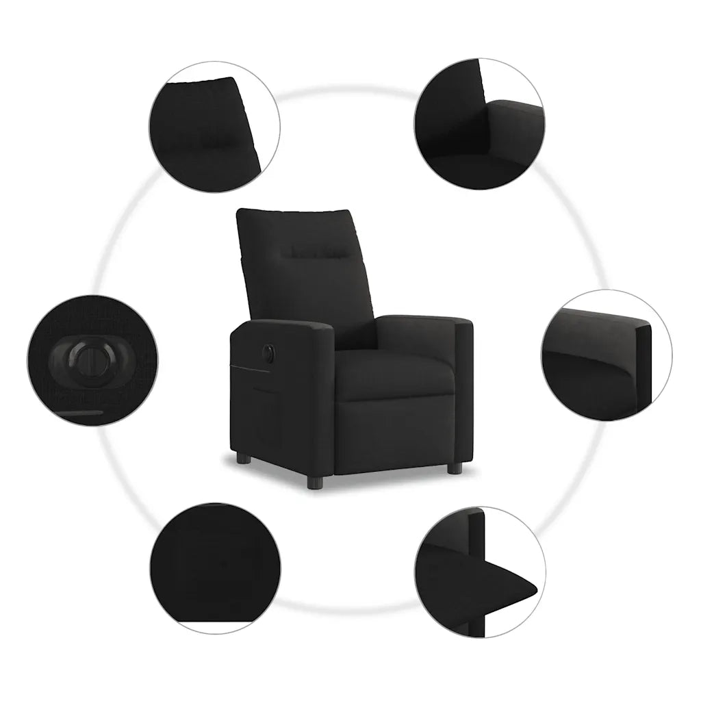 Poltrona Elettrica Reclinabile Nera in Tessuto 3324040