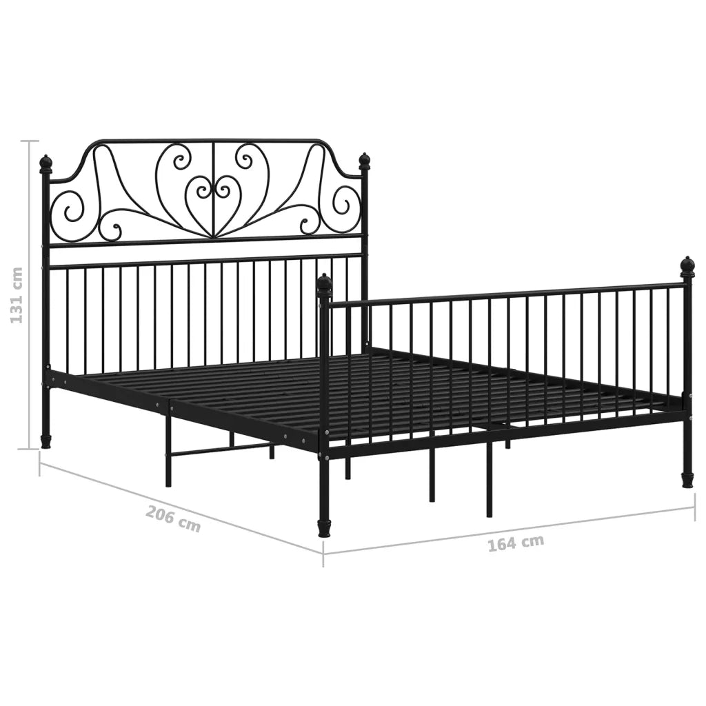 Letto matrimoniale | Letto per adulti | Giroletto Nero in Metallo 160x200 cm