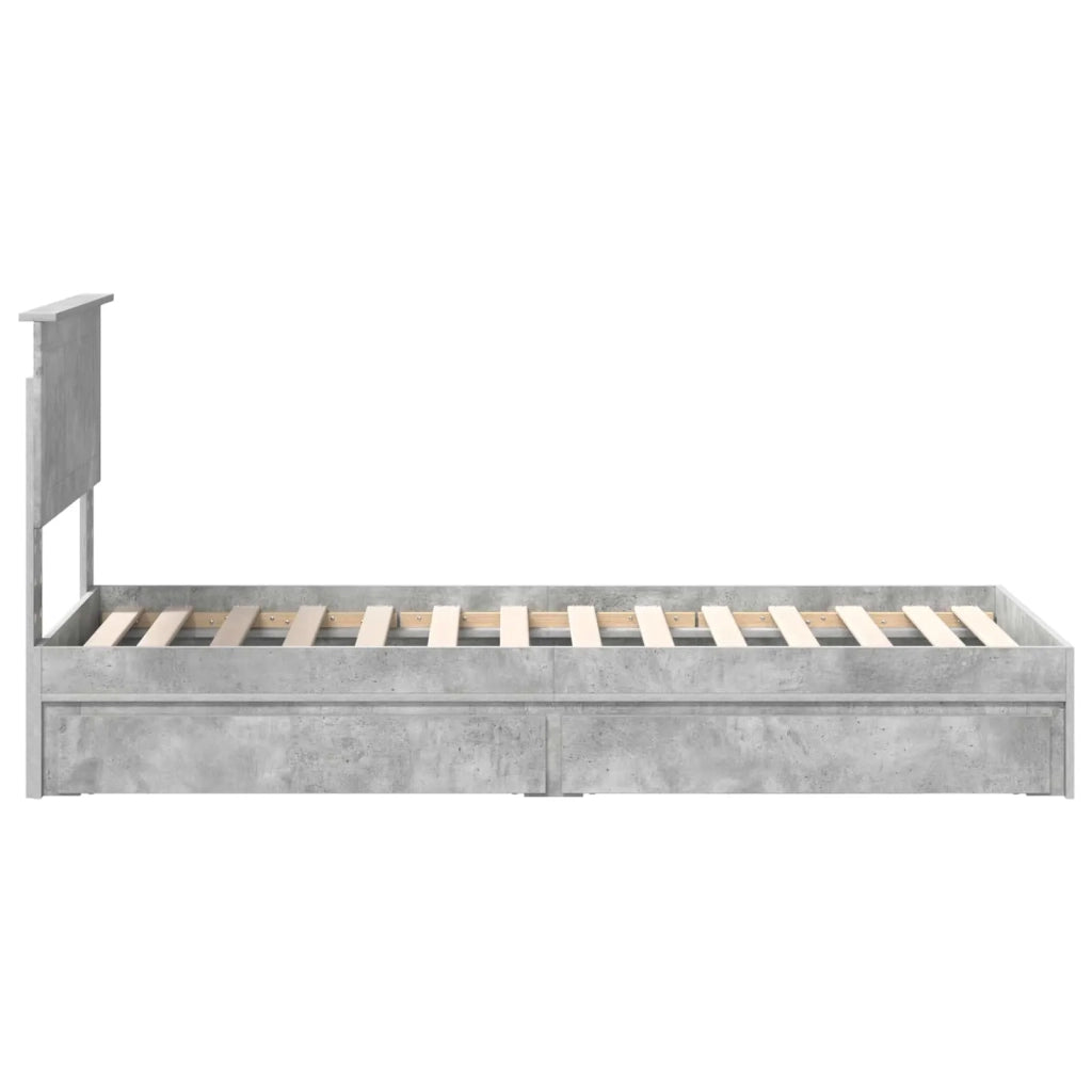 Letto con Contenitore con testiera Grigio cemento 75 x 190 cm