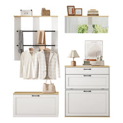 Mobile ingresso modulare con portascarpe; specchio e appendiabiti - per ingresso - 156x36x176 cm