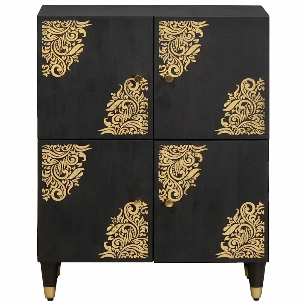 Credenza con porta-Buffet-Armadio da cucina Nero 60 x 33 x 75 cm Legno di mango massello 628863