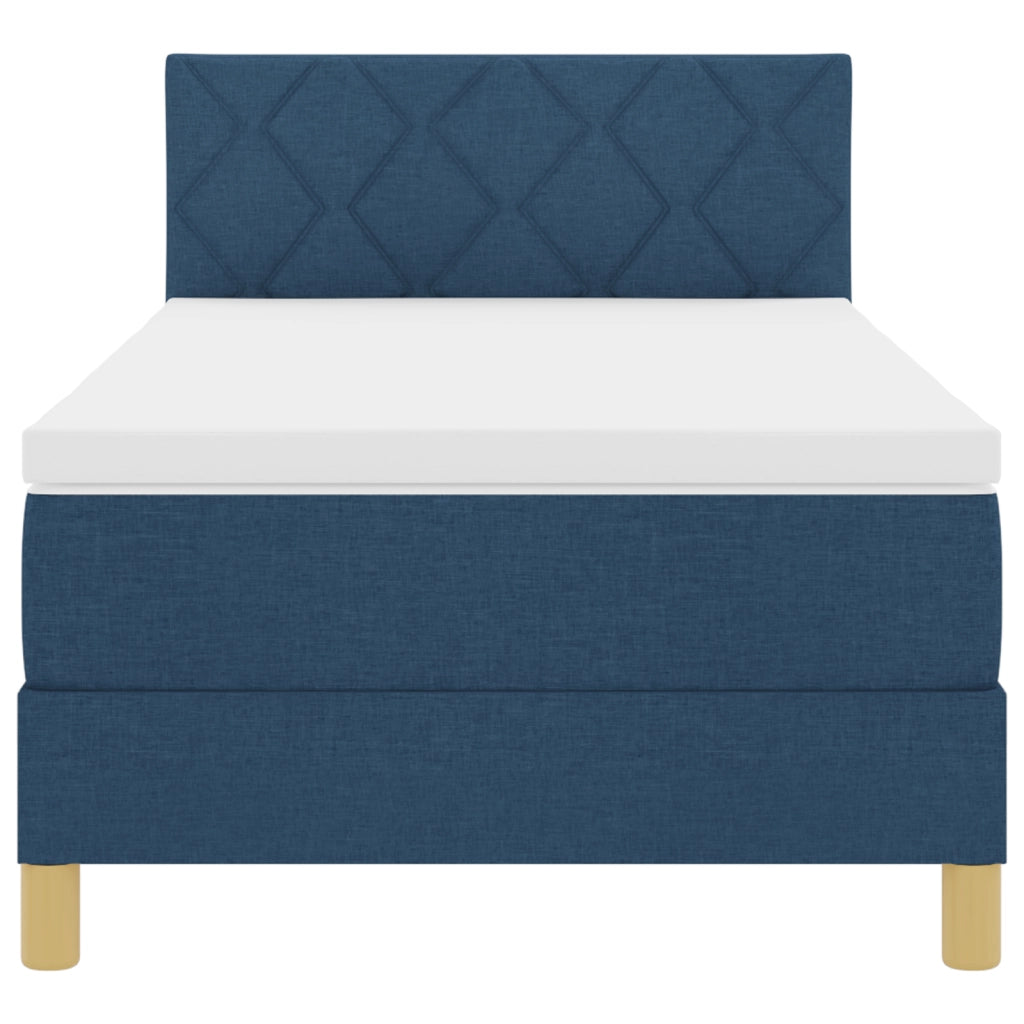 Letto Box Spring con Materasso & LED Blu 100x200 cm Tessuto