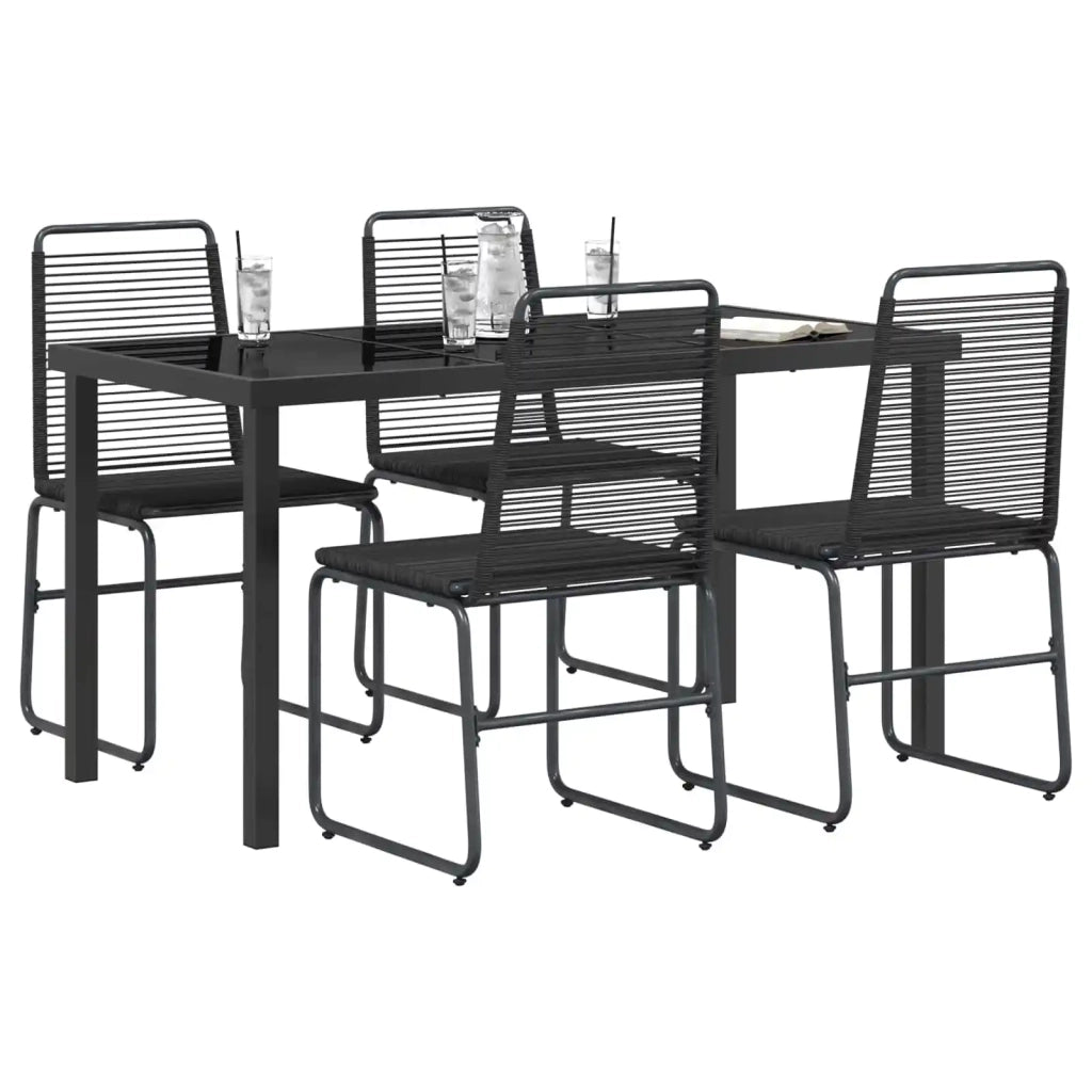 Set da Giardino 5 pz Nero Metallo e Rattan 3422844