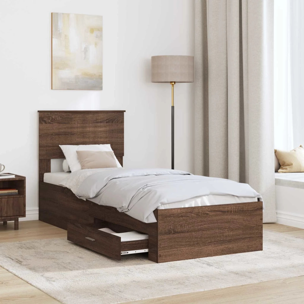 Struttura del letto Rovere Marrone e Argento 75 x 190 cm