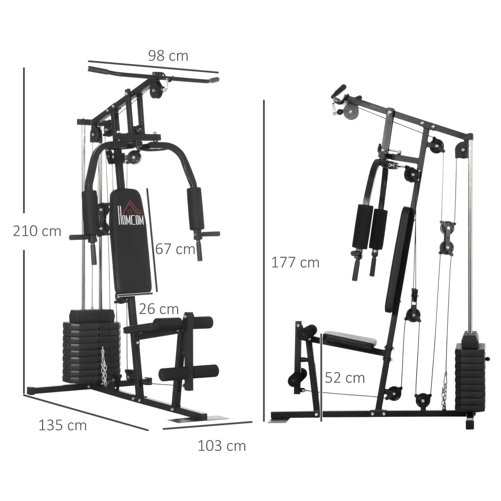 EasyComfort Stazione Fitness con Pesi da 45kg per Allenamento a Casa, 135x103x210cm, Nero