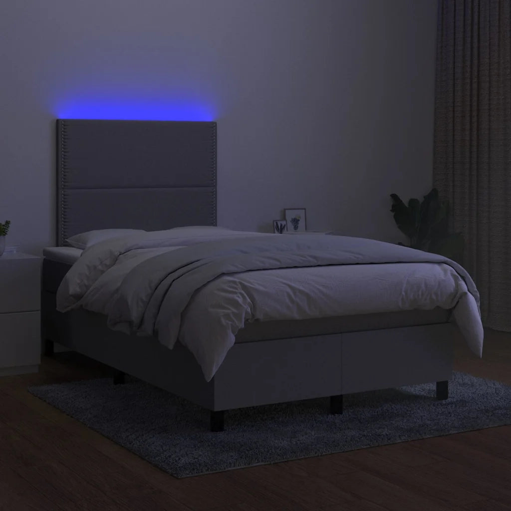 Letto a Molle Materasso e LED Grigio Chiaro 120x190 cm Tessuto 3270190