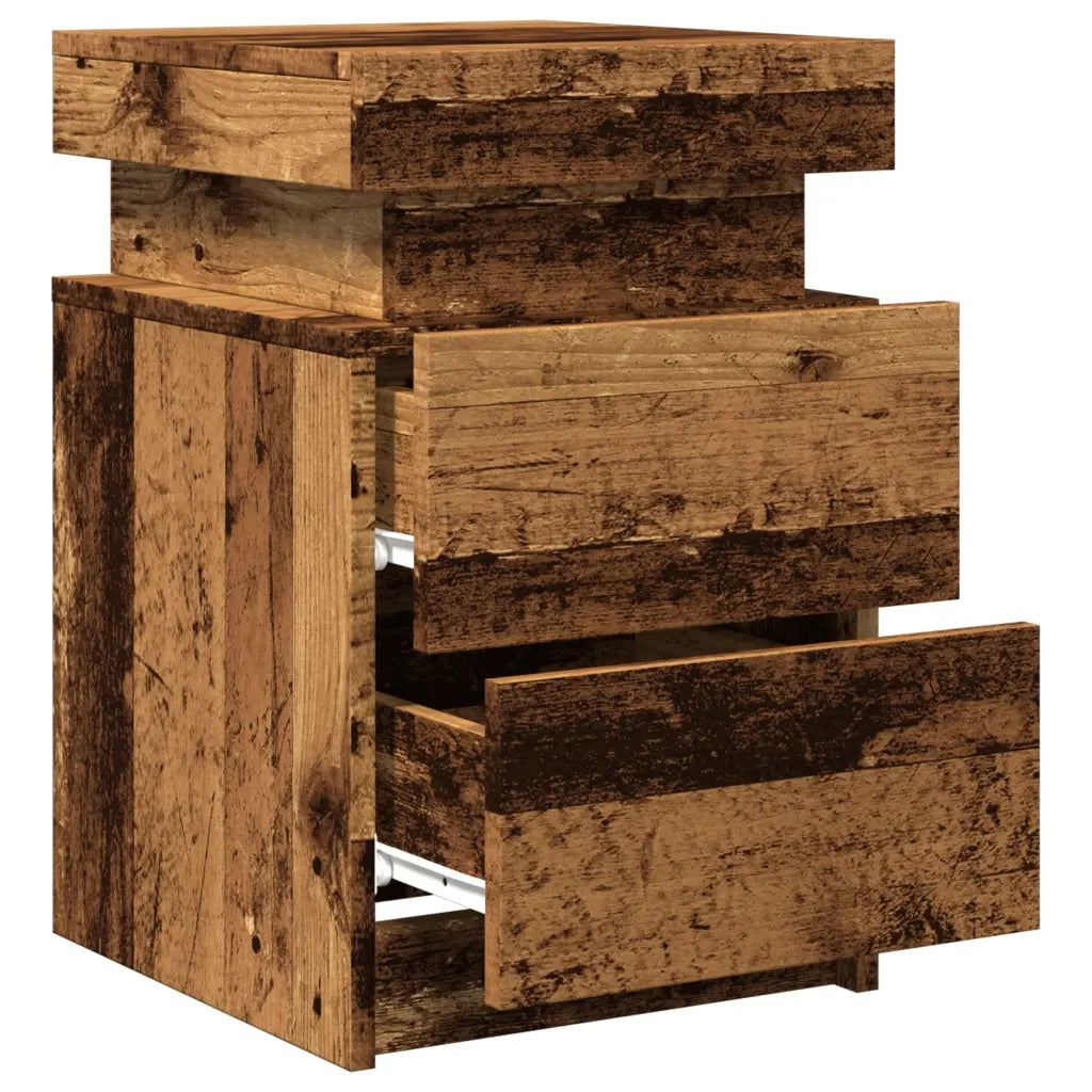 Comodini con LED 2 pz Legno Antico 35x39x55 cm in Truciolato