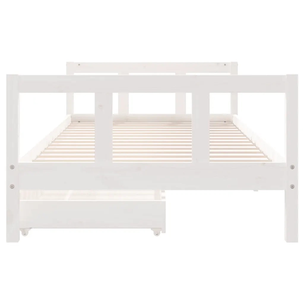 Giroletto Bambini con Cassetti-Struttura Letto Bambini Bianco 90x200cm Massello di Pino 400693