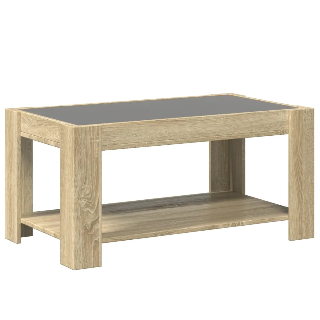 Tavolino salotto | Tavolino da caff¨¨ | Tavolino da Soggiorno con LED Rovere Sonoma 93x53x45 cm Multistrato