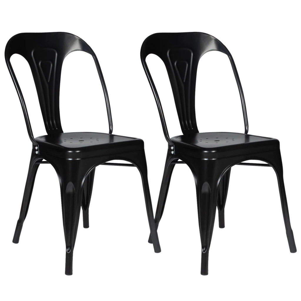 IDMarket - Set di 2 sedie da pranzo in metallo nero mate impilabile LENY