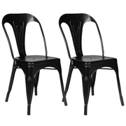 IDMarket - Set di 2 sedie da pranzo in metallo nero mate impilabile LENY