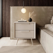 Garo, Comodino 2 Cassetti, 52x40x57h cm Bianco Cashmere