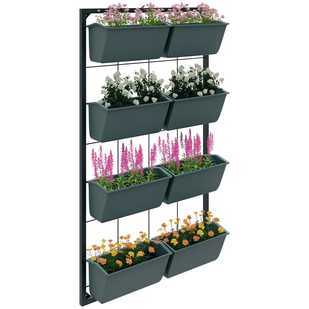 Scala per piante con 8 vasi ¨C zephmum ¨C grigio e nero 52.5x14x90 cm