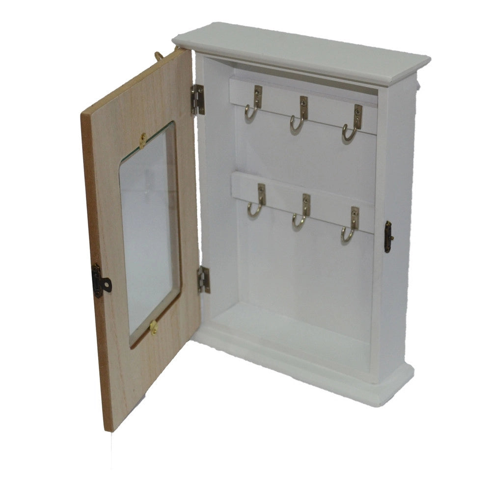 Trade Shop - Bacheca Portachiavi In Legno 6 Ganci In Metallo Design Cuore Con Fiocchetto In Canapa -