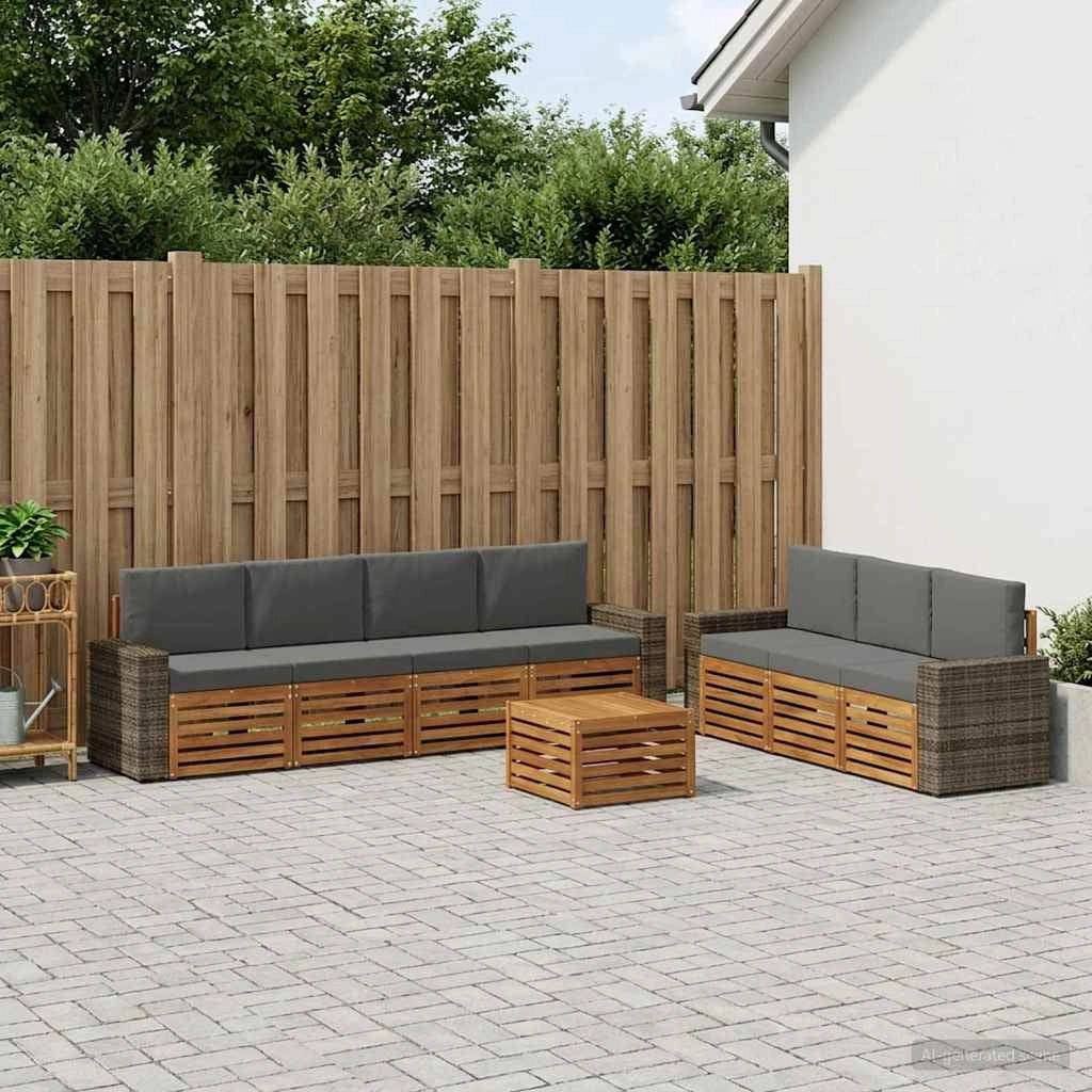 Set divani 8 pz Legno di Acacia Massello 3384128