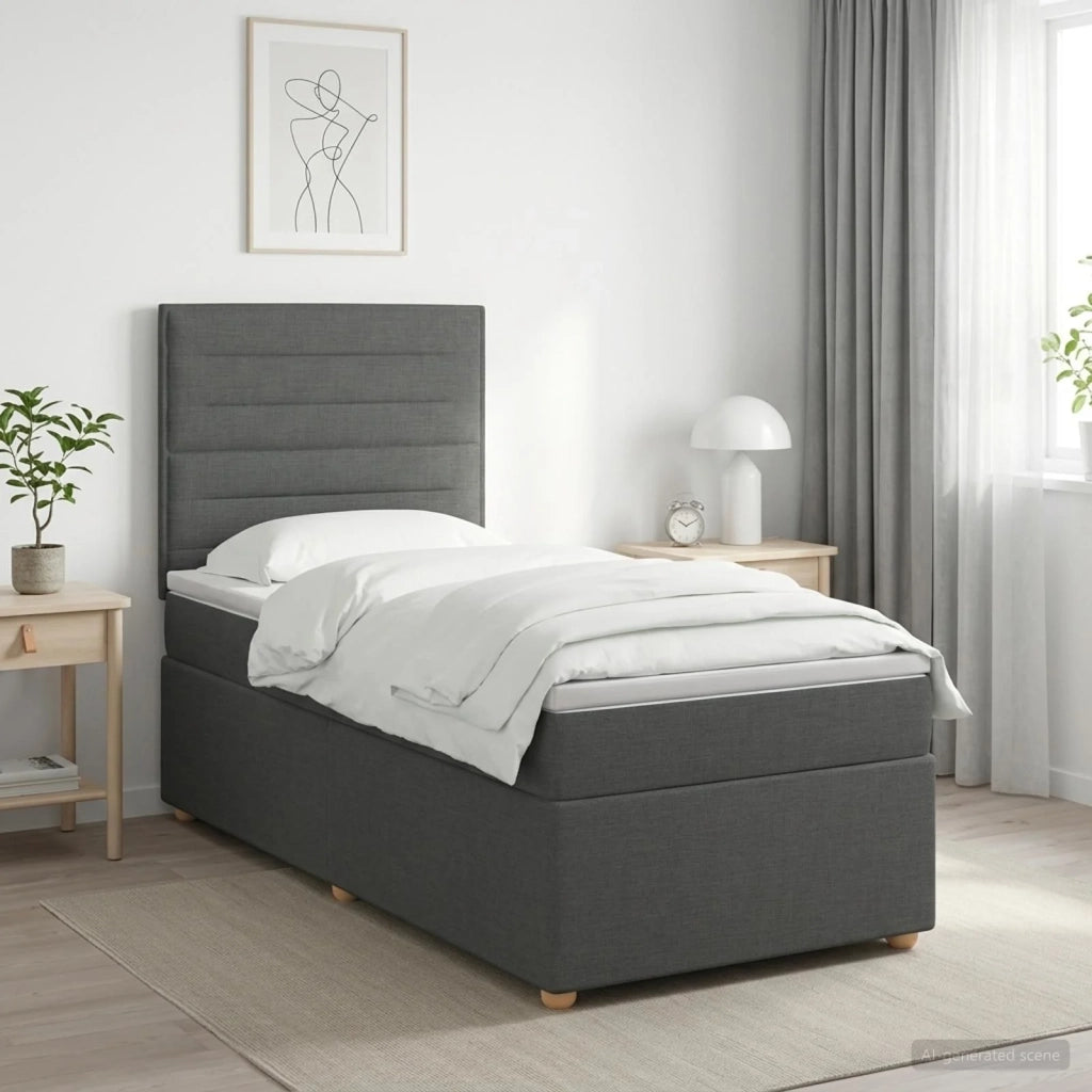 Letto box spring con materasso Grigio Scuro 80 x 200 cm Tessuto 3453747