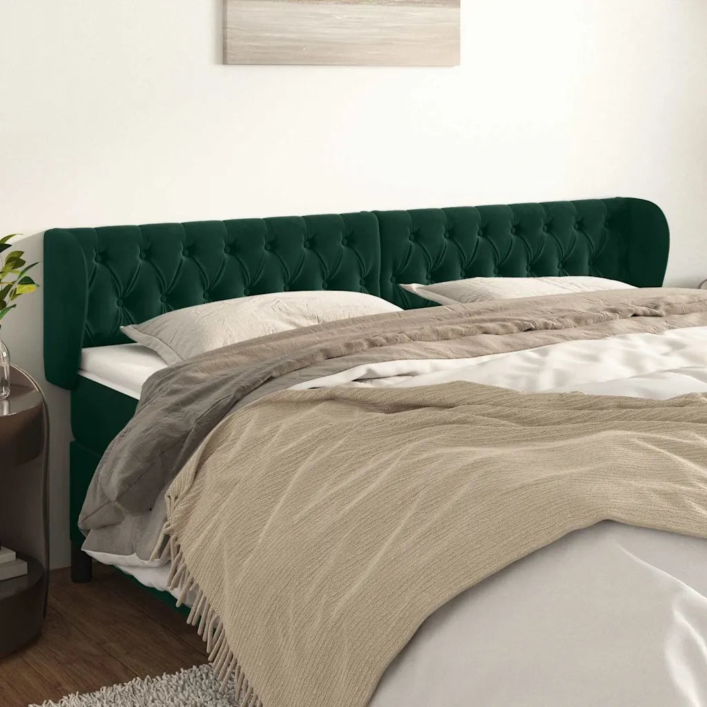 Testiera ad Orecchio Verde Scuro 183x23x78/88 cm in Velluto cod mxl 70823